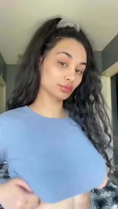 Beautiful girl shows her biggest tits