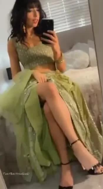 Desi girl in beauty green dress