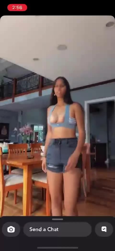 Cute girlfriend boobs show on Snapchat app